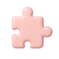 Obraz premium Single Puzzle Piece: A solitary, pastel-pink puzzle piece, standing as a symbol of connectivity and unity. Showcasing elegance in simplicity