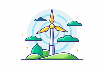 wind turbine cloud eco energy symbol