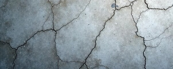 Weathered grey concrete, showing cracks and pores , background, material