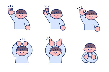 シンプルポップ/グッドポーズ・OKポーズの男の子セット