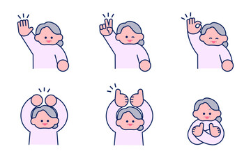 シンプルポップ/グッドポーズ・OKポーズのおばあちゃんセット