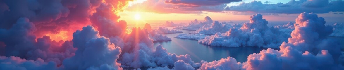 Swirling rainbow streaks, ethereal aerial vista, shine, light, vibrant