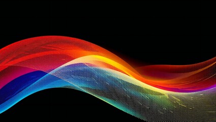 Abstract rainbow wave design on black background