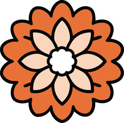 Chrysanthemum Flower Icon on White Background - Black Silhouette Vector