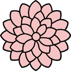 Chrysanthemum Flower Icon on White Background – Black Outline Floral Symbol