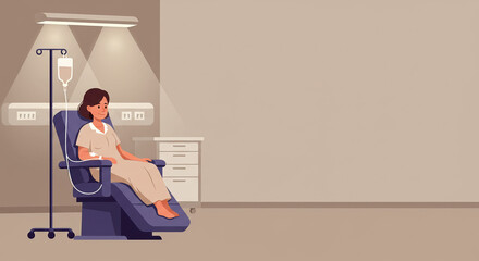 illustration of patient receiving chemotherapy treatment.