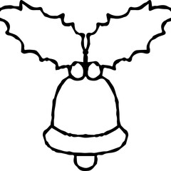 Bell with Holly Leaves and Berries doodle


