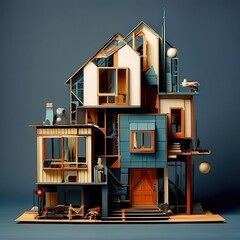 an AI Image Generator, Modern Miniature Model Showcasing Stylish Contemporary