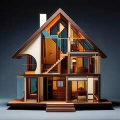 an AI Image Generator, Modern Miniature Model Showcasing Stylish Contemporary