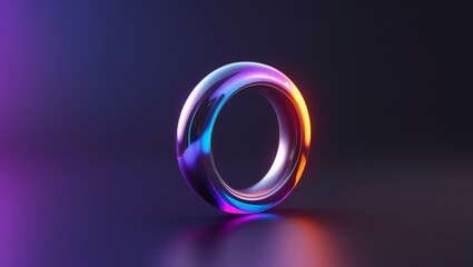 Abstract neon ring colorful 3d render