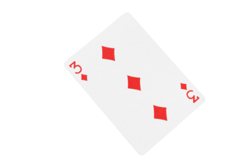 Three of Diamonds Playing Card on Green Table