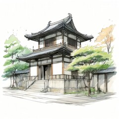 the AI Image Generator, Traditional Japanese Temple Surrounded by Trees