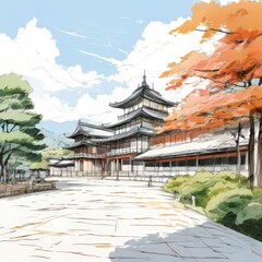 the AI Image Generator, Traditional Japanese Temple Surrounded by Trees