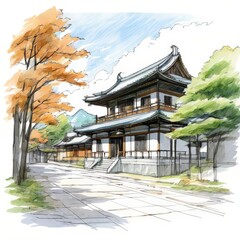 the AI Image Generator, Traditional Japanese Temple Surrounded by Trees