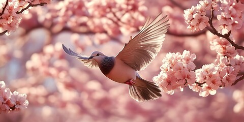 Fototapeta premium Dove in Cherry Blossom