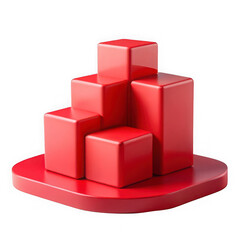 Obraz premium Abstract red cubes stacked on a platform isolated on transparent background