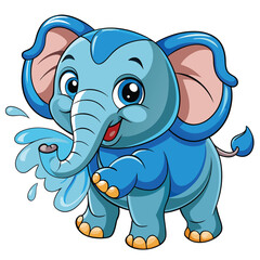 Obraz premium Adorable blue baby elephant cartoon illustration