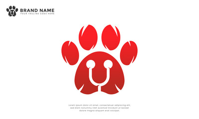 Paw stethoscope logo. Symbol for vet, clinic, or animal hospital