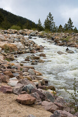 Waterfall stream cascading at Alluvial Falls in Rocky Mountain National Park