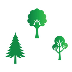 Obraz premium set of 3 different green tree design silhouette