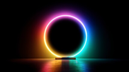 Obraz premium Neon circle display background