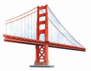 Golden Gate Bridge: A breathtaking view of the iconic Golden Gate Bridge, its majestic orange structure against a backdrop of clear blue sky, symbolizing strength, innovation.