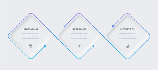Business Neumorphic Infographic Presentation with Gradient Color Rhombus Label 3 Option and Icon
