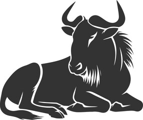 Wild animal vector silhouette of a wildebeest