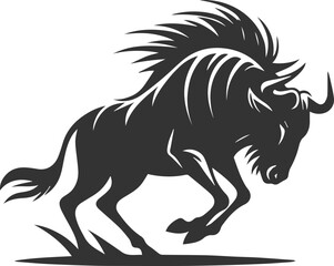 Wild animal vector silhouette of a wildebeest