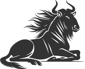 Wild animal vector silhouette of a wildebeest