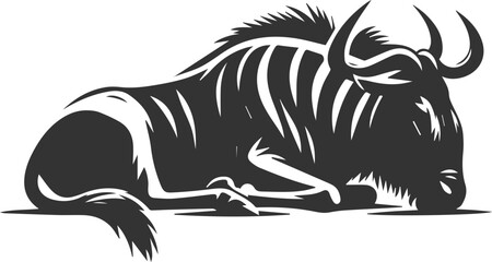 Wild animal vector silhouette of a wildebeest