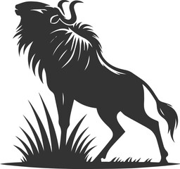 Wild animal vector silhouette of a wildebeest