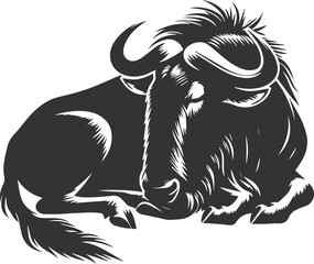Wild animal vector silhouette of a wildebeest