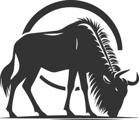 Wild animal vector silhouette of a wildebeest