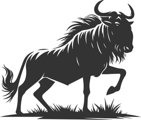 Wild animal vector silhouette of a wildebeest