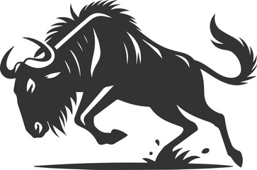 Wild animal vector silhouette of a wildebeest