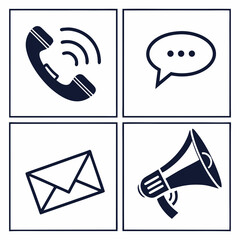 telephone receiver email envelope chat bubble