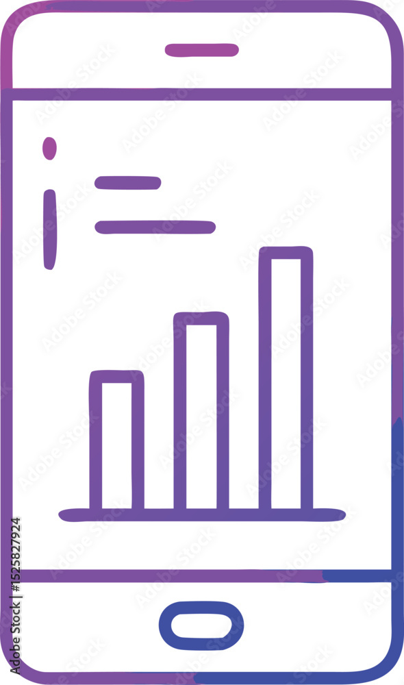 Poster smartphone displaying data visualization in linear graph format with transparency.
