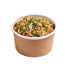 chicken fried rice on a pot
