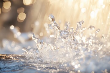 Detailed close-up of water splashes and droplets.