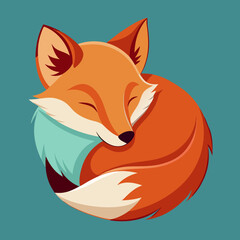 Obraz premium Adorable sleeping fox illustration, transparent background