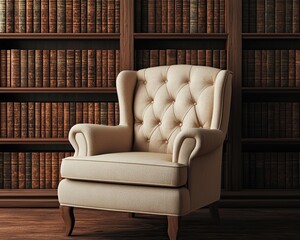 Elegant Armchair in Cozy Library Setting