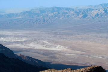 Stunning vistas of the Death Valley, including the Badwater Basin and the Panamint Range from Dante's View