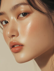 Beautiful skin woman face, healthy beauty skincare and cosmetics for advertising. Generative Ai.	
