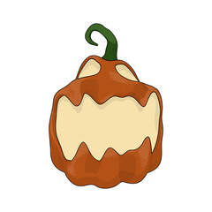 Halloween Pumpkin Funny and Cute on White Background. One of the Fall Holiday Symbol. Vector Illustration.