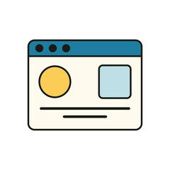 Minimal UI Design Mockup Featuring Yellow Circle, Light Blue Square, and Text on Off-White Background