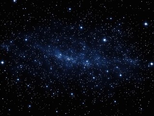 Fototapeta premium Expansive view of outer space featuring numerous bright stars scattered across a dark sky with a faint nebula glow in the center, evoking a sense of wonder and vastness