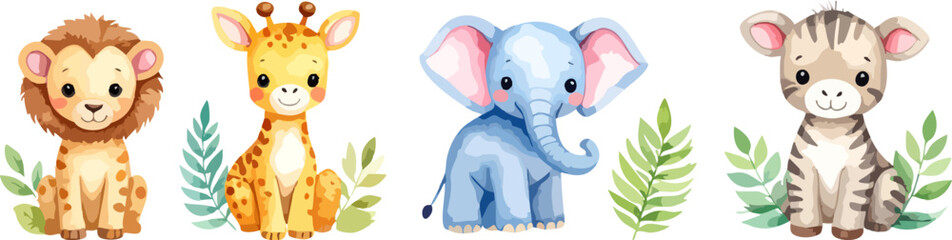 Elephant playing on white background
