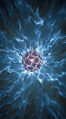 Abstract sphere within a swirling energy field