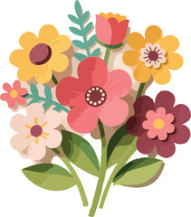 Colorful floral vector pattern with flowers and leaves in a seamless spring design